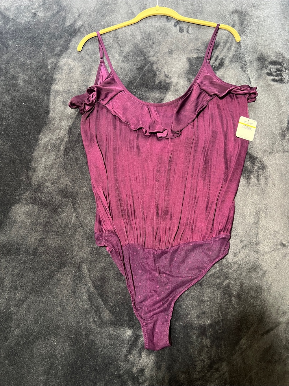 Free People Plum Ruffle-Trim One-Piece Bodysuit